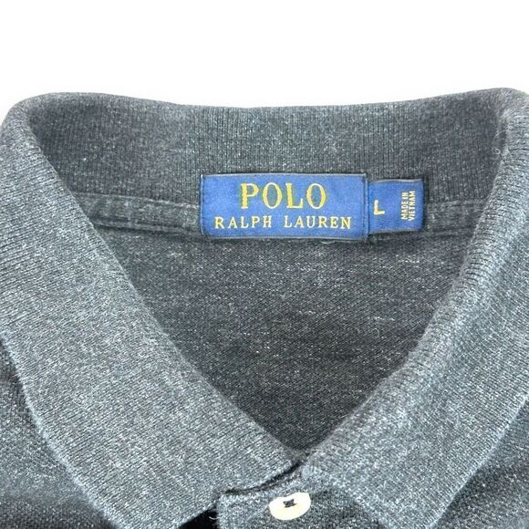Ralph Lauren Polo Shirt Mens Size Large L Charcoal Gray Short Sleeve Purple Pony - Picture 4 of 8